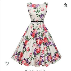 Vintage inspired 50’s floral midi dress